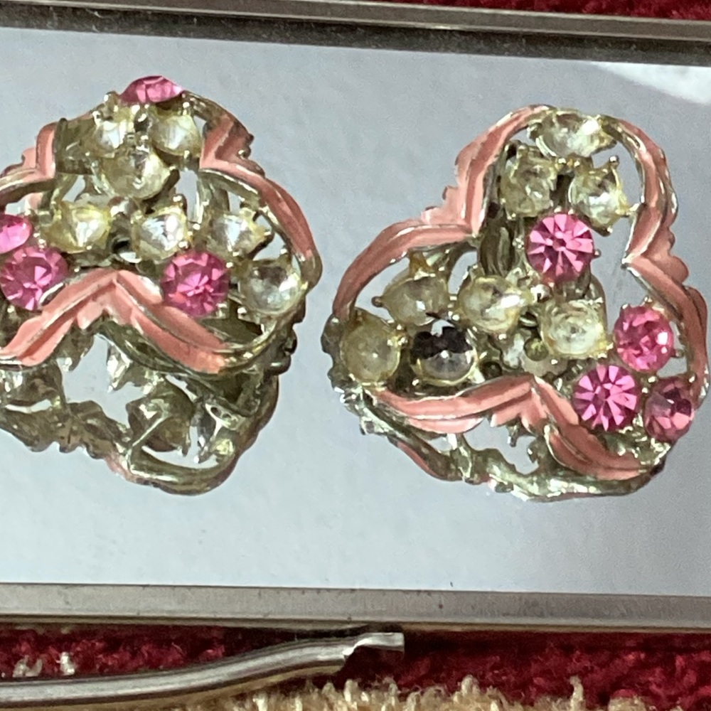 💎 RHINESTONE RESCUE VINTAGE EARRINGS VINTAGE BEAUTIES MISSING PINK CRYSTALS